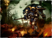 An Imperial Knight Paladin of House Terryn in battle.