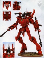 A Saim-Hann Wraithknight armed with two heavy Wraithcannons and two Scatter Lasers.