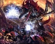A Tyranid Warrior leading the swarms of Hive Fleet Kraken into battle.