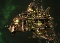 An Ork Hammer-class Battlekroozer.