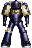 Nerio Marival, Battle-Brother of the Brava Tactical Squad of the 3rd Company, wearing relic Mark IV Maximus Power Armour