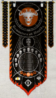 Legio Magna princeps honour banner of one of the Legion's Warlord-class Titans.