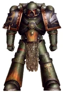 Pre-Heresy era Salamanders Legionary, Firedrakes Veteran Nar'van, in Mark IV Maximus Power Armour.