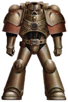 Minotaurs Tactical Marine Veteran Astrophane wearing Mark VIII Errant Pattern Power Armour