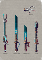 Weapons of the Legiones Skitarii; Chordlcaw, Taser Goad, Transonic Blade, Transonic Razor, Arc Maul