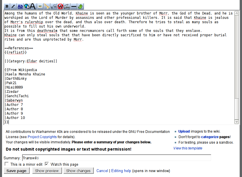 Warhammer 40k WikiCopying Articles From Wikipedia/Example Warhammer