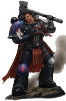 Deathwatch Watch Captain Esteban de Dominova of the Crimson Fists Chapter assigned to the xenos-hunting Deathwatch