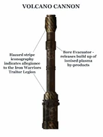 A Chaos Volcano Cannon belonging to the Iron Warriors Traitor Legion.