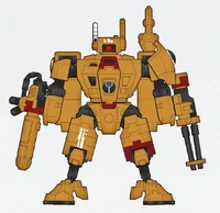 Shas'ui Lais of the T'au Sept, wearing an XV8 Crisis Battlesuit armed with a Burst Cannon and Plasma Rifle