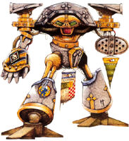 An ancient illustration of a pre-Heresy War Griffons Reaver-class Titan