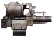 An Assault Grenade Launcher utlised exclusively by the Death Guard's Grave Wardens Terminator elite during the Great Crusade and Horus Heresy.