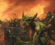 An Ork Gretchin mob in combat]]