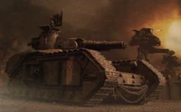 Macharius Heavy Tank during the Siege of Vraks fighting alongside Imperial Titans