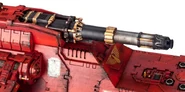 The hull-mounted Thunderhawk Cannon on an earlier mark of Thunderhawk gunship.