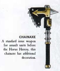 A Black Legion Chainaxe favoured by the Khorne-worshiping Hounds of Abaddon
