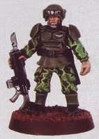 Cadian Shock Trooper of the 450th Cadian Regiment in uniform worn during the Klestry Forest War of the 40th Millennium