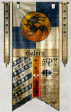 Legio Osedax princeps honour banner of the Warlord-class Titan Galeru