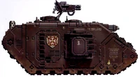 A Black Templars Land Raider Crusader.