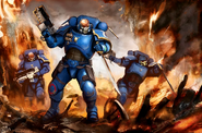 A group of Ultramarines Reivers in combat