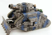 A Looted Leman Russ Demolisher now in service to the Death Skulls Ork tribe