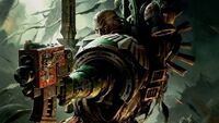 A Dark Angels Primaris Captain stands against the foe.