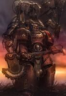 A Techmarine on the battlefield.