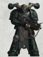 Brother Hathmor, Liemaster of the Whispering Forge. The most experienced of the Alpha Legion are specialists in the arts of the infiltrator and the thoughtsmith. The chosen agents of their warband's leader, these master operatives are able to bind their victims in spirallingwebs of suspicion,confusion and doubt before springing their lethal traps..