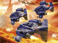 A squadron of Stormhawk Interceptors of the Ultramarines Chapter during combat