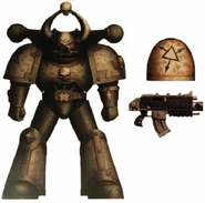 A Chaos Space Marine of the Tainted, a large Death Guard warband, now allied with the Daemon Prince Mamon.