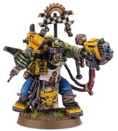 A Bad Moons Ork Mekboy ready to fight.