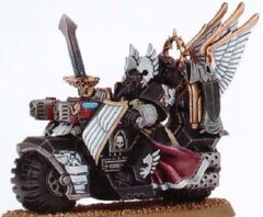 A Ravenwing Company Champion wielding a Blade of Caliban