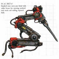 Standard Servo-arm bionic attachment fitted with solder burner, often employed by Techmarines for vehicle repairs in the field