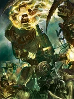 A Dreadnought tearing apart Tyranid forces.