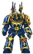 A Night Lords Chaos Space Marine in Terminator Armour.