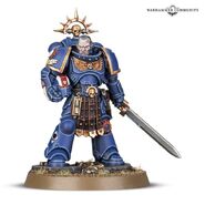 A Primaris lieutenant of the Ultramarines Chapter armed with a Power Sword.
