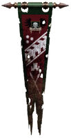 House Vyronii honour banner of the Cerastus Knight-Lancer Apsinthos, bearing the personal heraldry of Scion Elsbet Vorr.