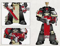 Death Company livery examples; note that the weapon casings of the Death Company are blood red, as opposed to the stern black of those carried by the Battle-Brothers of the other Blood Angels companies
