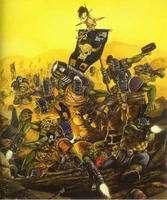 Orks of the Deathskulls klan in battle