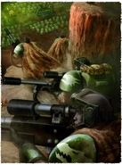 Salamanders' Scout Marines observe the movements of a legion of Necrons from afar.