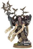 A Word Bearers Dark Apostle brandishing his Accursed Crozius