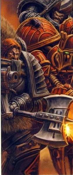  locked in a deadly struggle with a  Astartes.