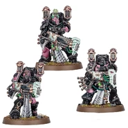 Emperor's Children Noise Marines armed with Sonic Blasters and backpack-mounted Doom Sirens.