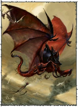 A group of Harpies flying over the devastated land