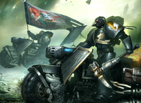 The Raven Pattern Assault Bikes used by the Ravenwing's elite Black Knights