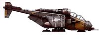 Imperial Navy Valkyrie in the service of Ordo Hereticus Inquisitor Tyrus used to transport Inquisitorial Storm Troopers during the Purge of Gladrinus VI; the aircraft's hull is protected by an engraved High Gothic passage from the First Book of Ordeals