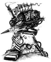 A depiction of a Knight Lancer (Rogue Trader era)