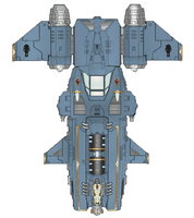 A Stormfang Gunship of the Space Wolves Chapter, dorsal view