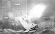 A Vindicator firing its Demolisher Cannon during battle.