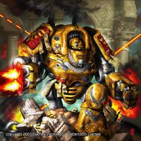 A Contemptor Dreadnought of the Legio Custodes in combat