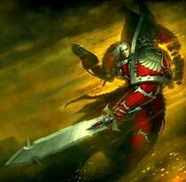 Lord Mephiston, Chief Librarian of the Blood Angels wielding the mighty Force Sword Vitarus